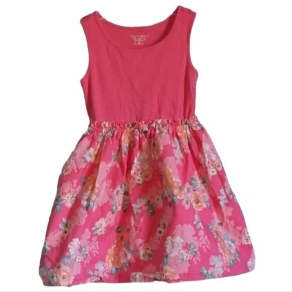 Dress The Children's Place Pink Floral Ribbed Tank SLEEVELESS Youth Kids Girls 5 - Picture 1 of 6
